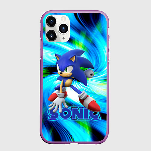 Чехол iPhone 11 Pro матовый Sonic / 3D-Фиолетовый – фото 1
