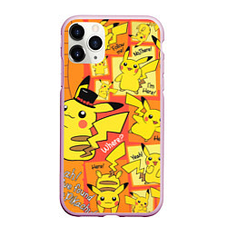 Чехол iPhone 11 Pro матовый Pikachu, цвет: 3D-розовый