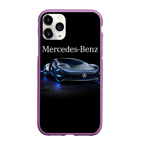 Чехол iPhone 11 Pro матовый MERCEDES / 3D-Фиолетовый – фото 1