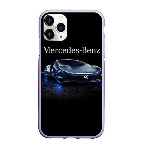 Чехол iPhone 11 Pro матовый MERCEDES / 3D-Светло-сиреневый – фото 1