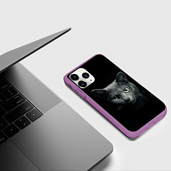 Чехол iPhone 11 Pro матовый Кот, цвет: 3D-фиолетовый — фото 2