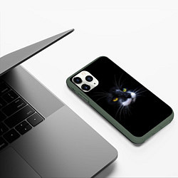 Чехол iPhone 11 Pro матовый Кот, цвет: 3D-темно-зеленый — фото 2