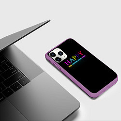 Чехол iPhone 11 Pro матовый HAPPY, цвет: 3D-фиолетовый — фото 2