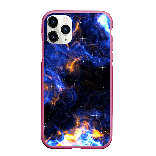 Чехол iPhone 11 Pro матовый Космос / 3D-Малиновый – фото 1