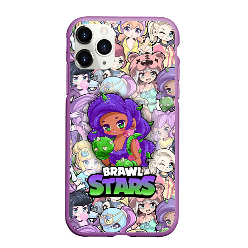 Чехол iPhone 11 Pro матовый BrawlStars Girls Oko / 3D-Фиолетовый – фото 1