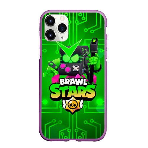 Чехол iPhone 11 Pro матовый Brawl Stars Virus 8-Bit / 3D-Фиолетовый – фото 1