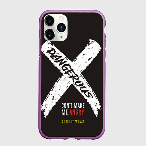 Чехол iPhone 11 Pro матовый Off-White: Dangerous / 3D-Фиолетовый – фото 1