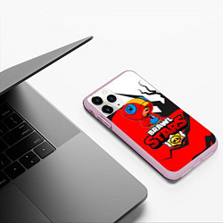 Чехол iPhone 11 Pro матовый BRAWL STARS LEON, цвет: 3D-розовый — фото 2