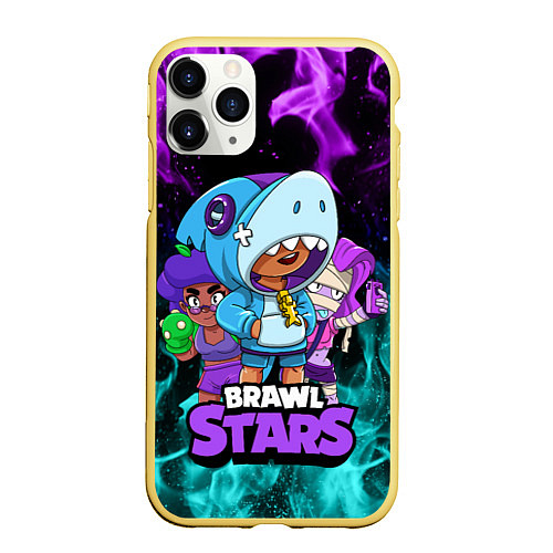 Чехол iPhone 11 Pro матовый BRAWL STARS LEON SHARK / 3D-Желтый – фото 1