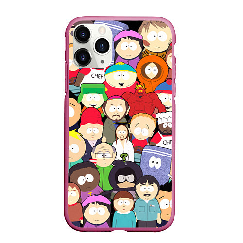 Чехол iPhone 11 Pro матовый South Park персонажи / 3D-Малиновый – фото 1