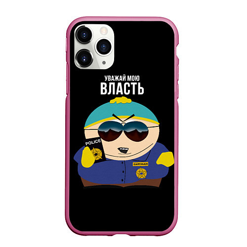 Чехол iPhone 11 Pro матовый South Park Картман полицейский / 3D-Малиновый – фото 1