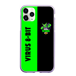 Чехол iPhone 11 Pro матовый Brawl stars virus 8-bit, цвет: 3D-светло-сиреневый