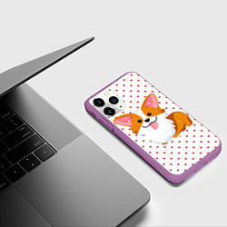 Чехол iPhone 11 Pro матовый Корги, цвет: 3D-фиолетовый — фото 2
