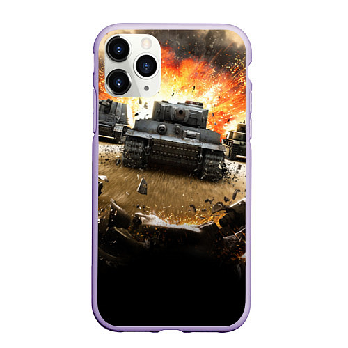 Чехол iPhone 11 Pro матовый ТАНКИ / 3D-Светло-сиреневый – фото 1