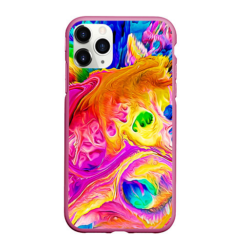 Чехол iPhone 11 Pro матовый TIE DYE / 3D-Малиновый – фото 1