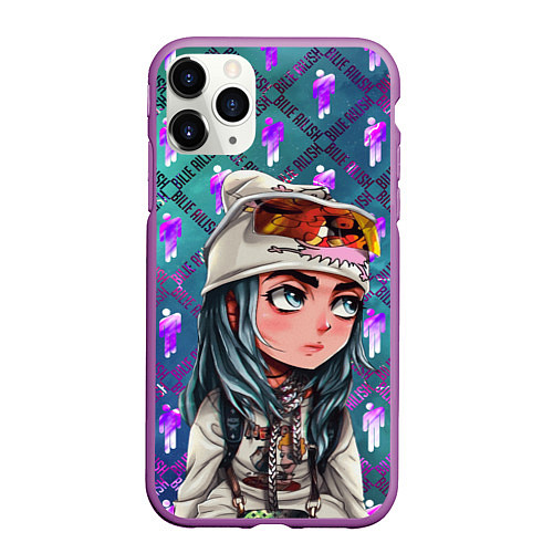 Чехол iPhone 11 Pro матовый BILLIE EILISH / 3D-Фиолетовый – фото 1