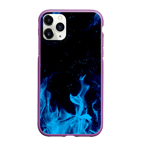 Чехол iPhone 11 Pro матовый СИНИЙ ОГОНЬ / 3D-Фиолетовый – фото 1