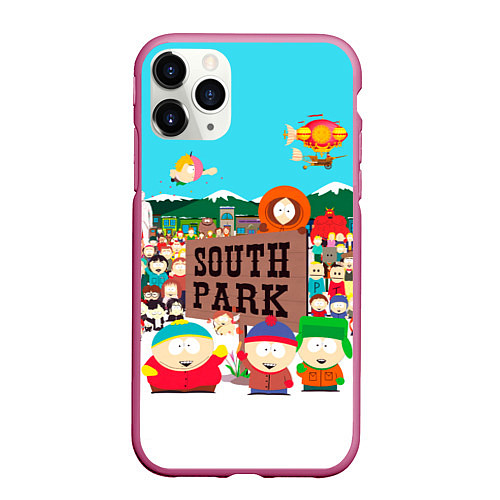 Чехол iPhone 11 Pro матовый South Park / 3D-Малиновый – фото 1