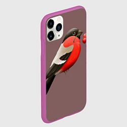Чехол iPhone 11 Pro матовый Снегирь, цвет: 3D-фиолетовый — фото 2
