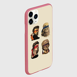 Чехол iPhone 11 Pro матовый Настоящие Черепашки, цвет: 3D-малиновый — фото 2