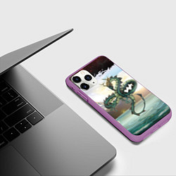 Чехол iPhone 11 Pro матовый Дракон, цвет: 3D-фиолетовый — фото 2