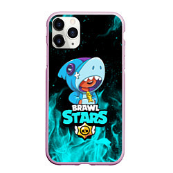 Чехол iPhone 11 Pro матовый BRAWL STARS LEON SHARK, цвет: 3D-розовый