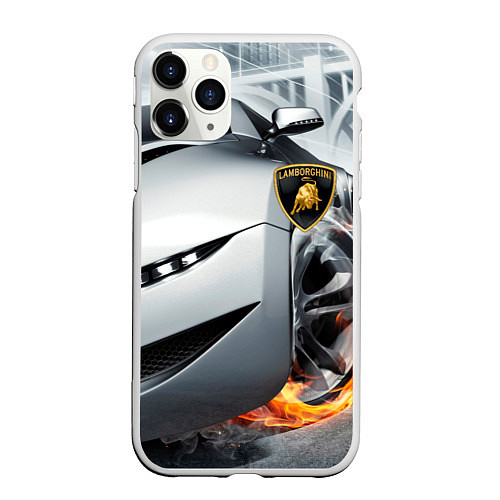 Чехол iPhone 11 Pro матовый Lamborghini / 3D-Белый – фото 1