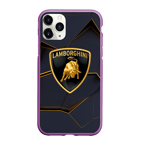 Чехол iPhone 11 Pro матовый Lamborghini / 3D-Фиолетовый – фото 1