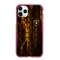 Чехол iPhone 11 Pro матовый Lamborghini, цвет: 3D-малиновый