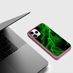 Чехол iPhone 11 Pro матовый МОЛНИЯ GREEN NEON, цвет: 3D-малиновый — фото 2