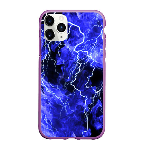 Чехол iPhone 11 Pro матовый МОЛНИЯ BLUE / 3D-Фиолетовый – фото 1