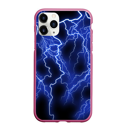 Чехол iPhone 11 Pro матовый МОЛНИЯ NEON / 3D-Малиновый – фото 1