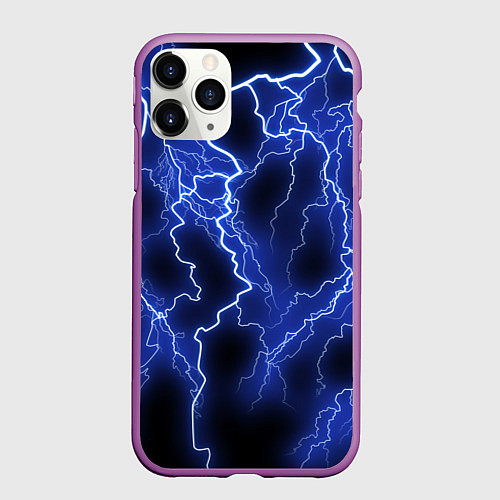 Чехол iPhone 11 Pro матовый МОЛНИЯ NEON / 3D-Фиолетовый – фото 1