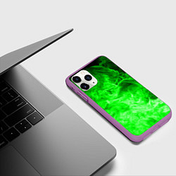 Чехол iPhone 11 Pro матовый ОГОНЬ GREEN NEON, цвет: 3D-фиолетовый — фото 2