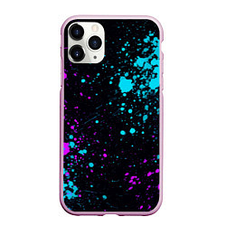 Чехол iPhone 11 Pro матовый БРЫЗГИ КРАСКИ NEON, цвет: 3D-розовый