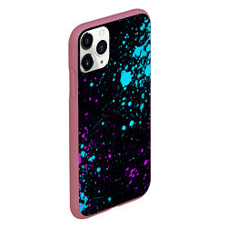 Чехол iPhone 11 Pro матовый БРЫЗГИ КРАСКИ NEON, цвет: 3D-малиновый — фото 2