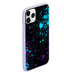 Чехол iPhone 11 Pro матовый БРЫЗГИ КРАСКИ NEON, цвет: 3D-светло-сиреневый — фото 2