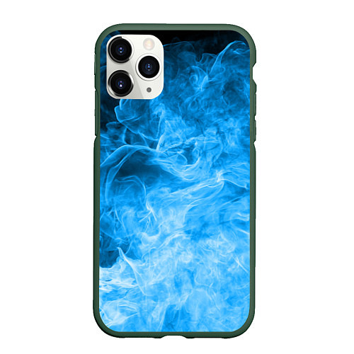 Чехол iPhone 11 Pro матовый ОГОНЬ BLUE / 3D-Темно-зеленый – фото 1