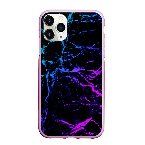 Чехол iPhone 11 Pro матовый МРАМОР NEON / 3D-Розовый – фото 1