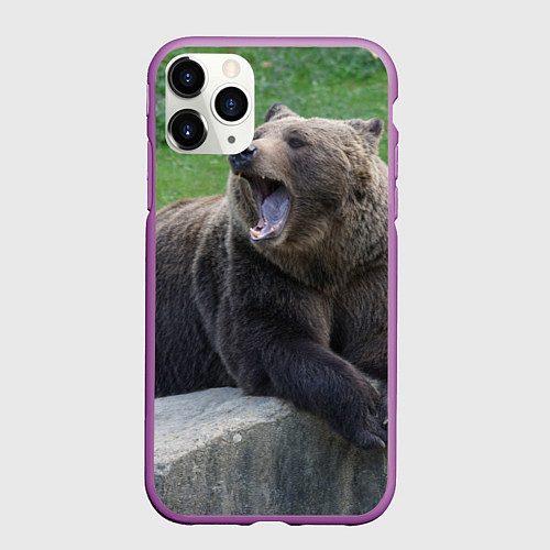 Чехол iPhone 11 Pro матовый Медведь / 3D-Фиолетовый – фото 1