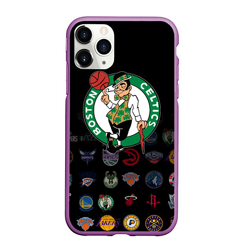 Чехол iPhone 11 Pro матовый Boston Celtics 1 / 3D-Фиолетовый – фото 1