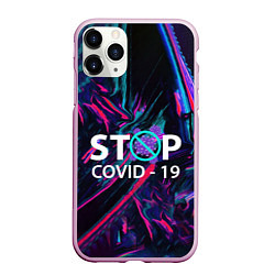 Чехол iPhone 11 Pro матовый Стоп covid-19, цвет: 3D-розовый