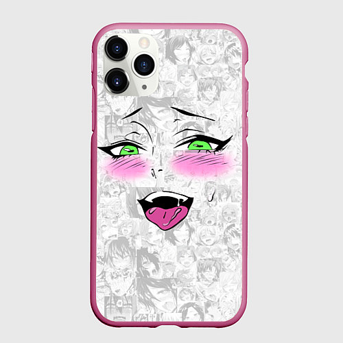 Чехол iPhone 11 Pro матовый Ахегао / 3D-Малиновый – фото 1