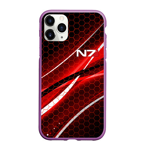 Чехол iPhone 11 Pro матовый MASS EFFECT N7 / 3D-Фиолетовый – фото 1