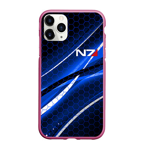 Чехол iPhone 11 Pro матовый MASS EFFECT N7 / 3D-Малиновый – фото 1