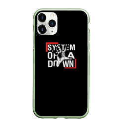 Чехол iPhone 11 Pro матовый System of a Down, цвет: 3D-салатовый