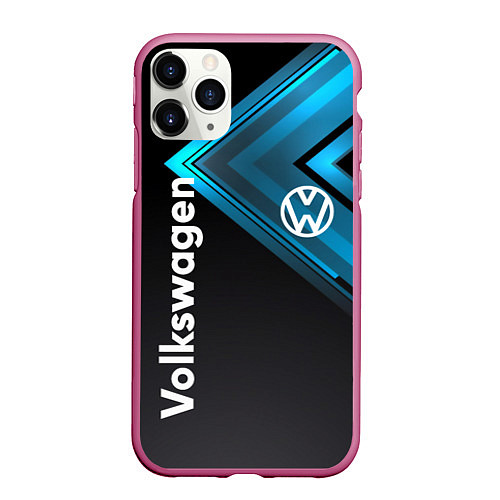 Чехол iPhone 11 Pro матовый Volkswagen / 3D-Малиновый – фото 1