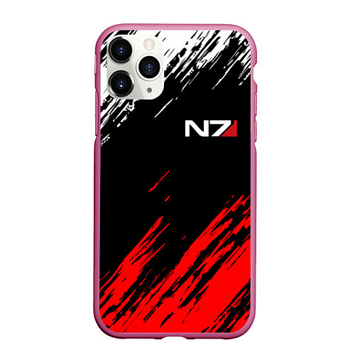 Чехол iPhone 11 Pro матовый MASS EFFECT N7 / 3D-Малиновый – фото 1