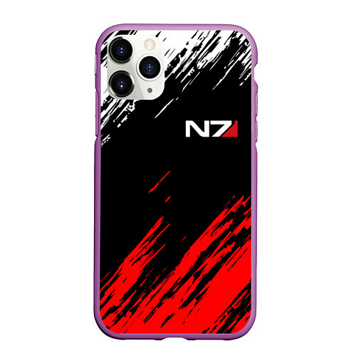 Чехол iPhone 11 Pro матовый MASS EFFECT N7 / 3D-Фиолетовый – фото 1