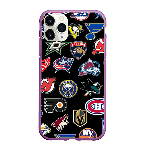 Чехол iPhone 11 Pro матовый NBA PATTERN / 3D-Фиолетовый – фото 1